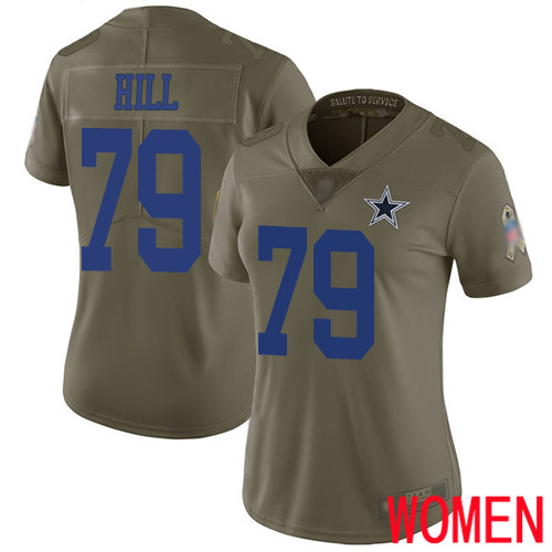 Women Dallas Cowboys Limited Olive Trysten Hill #79 2017 Salute to Service NFL Jersey->women nfl jersey->Women Jersey